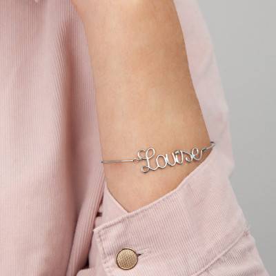 Bracelet Prénom Personnalisé Fil Or Blanc, Longueur de 13 à 14 cm, Largeur 1,20 mm - Emanessence
