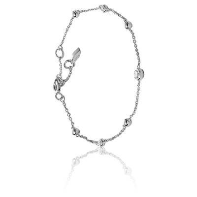 Bracelet Chaîne Cuir & Acier inoxydable, 21,60 cm - Fossil - Ocarat