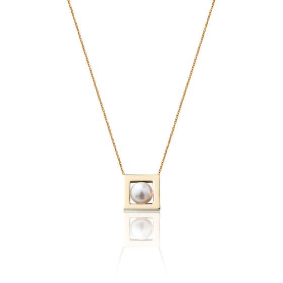 Collier Perle D'eau Douce Naturelle Avec Fermoir Cabillaud Plaqué Or 18 Carats