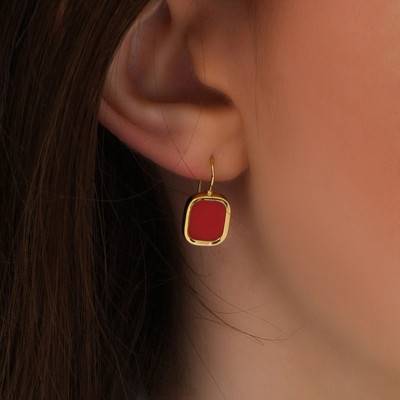 Boucles d'oreilles Mykonos Corail & Plaqué Or - Skalli