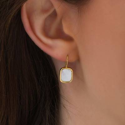 Mykonos Yellow Gold-Plated & Mother-of-Pearl Earrings - Skalli