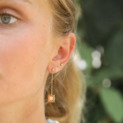 Boucles d'oreilles Balancelle Corail Rosé & Plaqué Or - Skalli