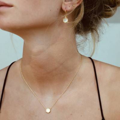 Gold-Plated & Mother-of-Pearl Honey Necklace, 45 cm Length - Skalli