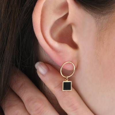 Boucles d'oreilles Boheme Onyx Plaqué Or - Skalli