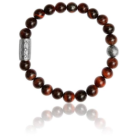 Bracelet Perles Oeil De Tigre Rouge (oeil De Taureau) Grade A - Fait Main, Sur Mesure