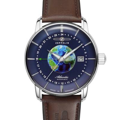 Brown Leather Atlantic Automatic GMT Watch 84683 - Zeppelin