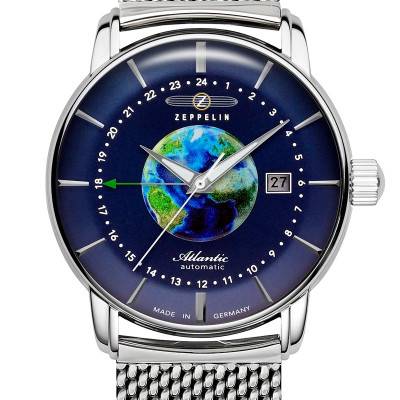 Silver Stainless Steel Atlantic Automatic GMT wall clock 8468M3 - Zeppelin