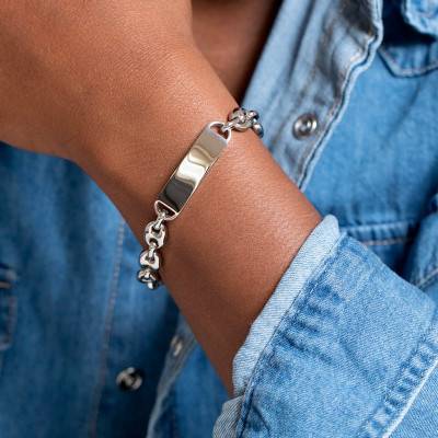 Steel Coffee Bean Chain Bracelet, Length 20 cm, Width 8 mm - Phebus