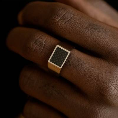 Séverin Steel & Carbon Signet Ring - Phebus