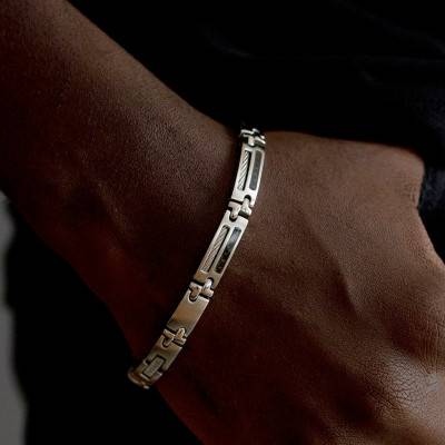 Malcolm Steel, Cable & Carbon Bracelet, 21 cm - Phebus