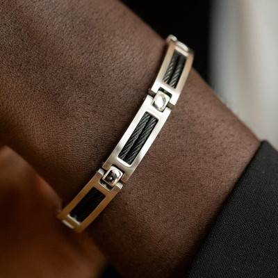 316L Steel & Cable Sohan Bracelet, Length 21 cm - Phebus