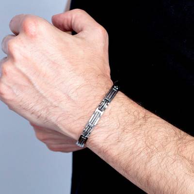 Grégor Steel & Cable Bracelet, 19 cm to 20.5 cm - Phebus