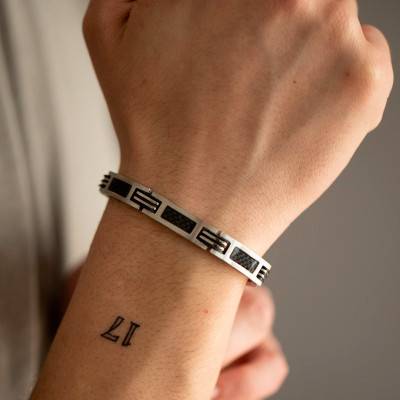 Bracelet Jess Acier, Carbone & Résine, Longueur 21,5 cm - Phebus