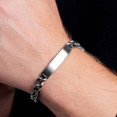 Steel Habib ID Bracelet, 19 cm Length, 8 mm Width - Phebus