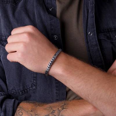 Evan Open Bangle Stainless Steel, 6.50 cm Diameter, 8 mm Wide - Phebus