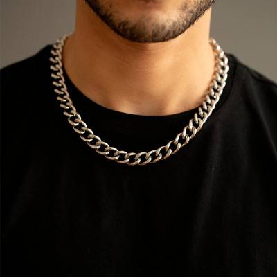Collier Maille Gourmette Habib Acier, Longueur de 52 à 57 cm - Phebus