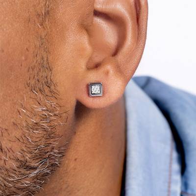 Boucles d'oreilles carrées Cédric Acier - Phebus