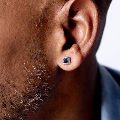 Black Steel Cédric Stud Earrings - Phebus