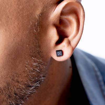 Steel & Carbon Stud Earrings - Phebus