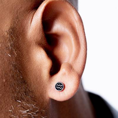 Séverin Steel and Carbon Round Stud Earrings - Phebus