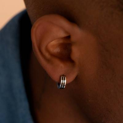Sandro Steel Hoop Earrings, 14 mm Diameter - Phebus
