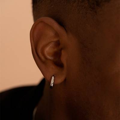 Steel Thick Hoop Earrings, 14 mm Diameter - Phebus