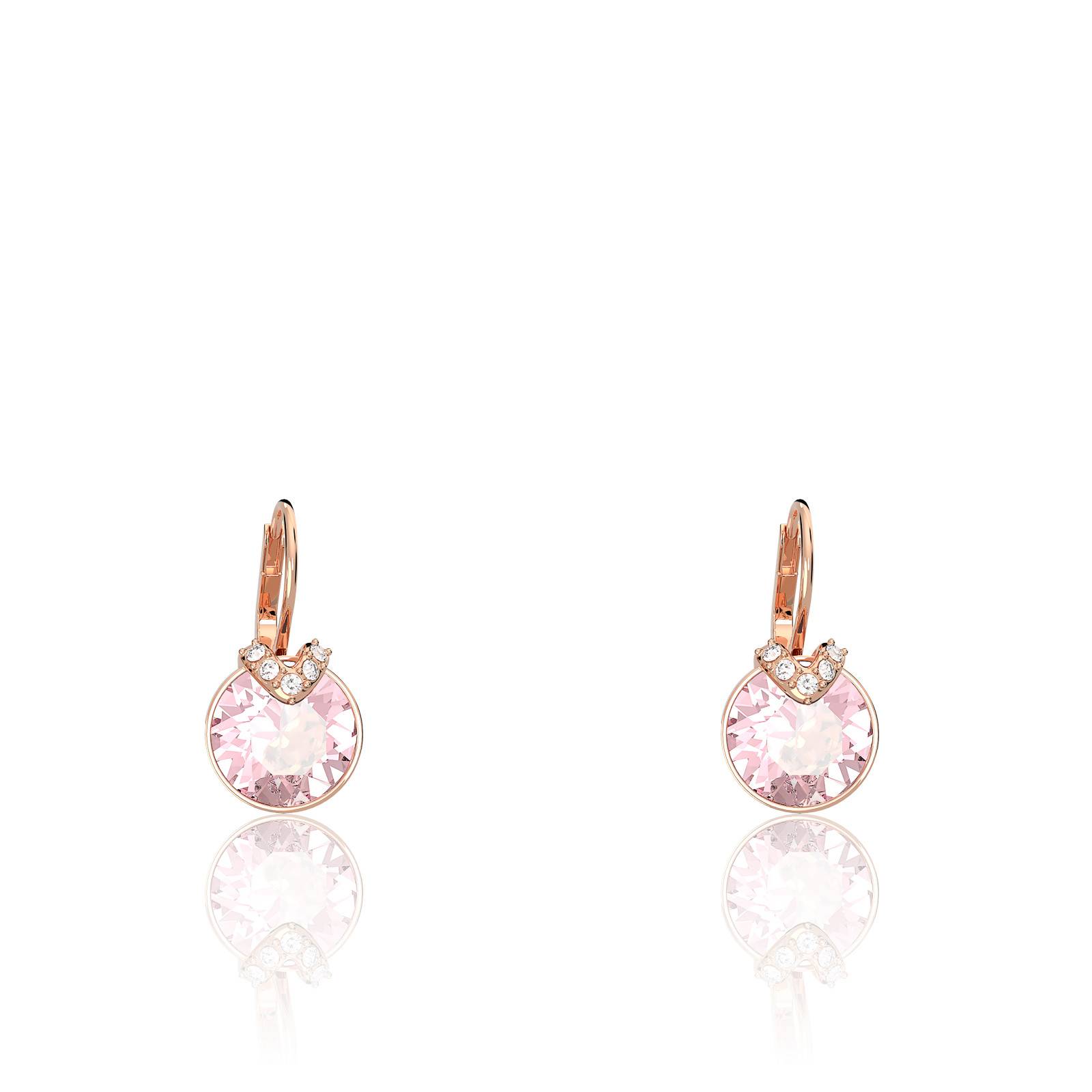 Boucles d'oreille Or 9k Vis enfant cœur cristaux rose - Bijouterie Pinto