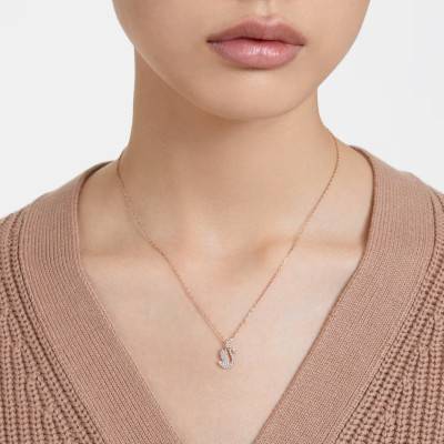 Swarovski Iconic Swan Rose Metal & Crystal Necklace, Adjustable 38 cm to 43 cm - 5647555 - Swarovski