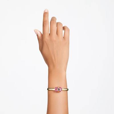 Swarovski Lucent Gold Metal & Pink Crystal Bangle, Diameter 4.3 cm to 6 cm - 5654679 - Swarovski