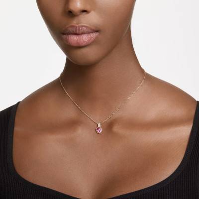 Swarovski Stilla Heart Gold Metal & Red and White Crystal Necklace, Adjustable 38 cm to 42 cm - 5648750 - Swarovski