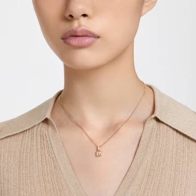 Collier Stilla Carré, Métal Doré & Cristaux Jaune - 5648749, 38 à 42 cm - Swarovski