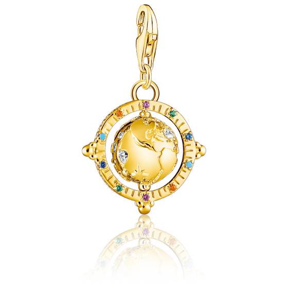 Collier Et Pendentif Vintage Plaqué Or Avec Pierre Multicolore - Occasion - Bijou Ancien