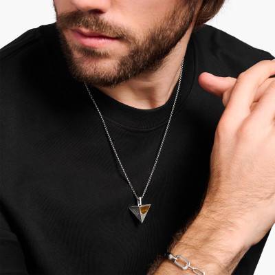 Pendentif Pyramide Pierres Œil-de-tigre & Onyx en Argent PE952-507-7 - Thomas Sabo