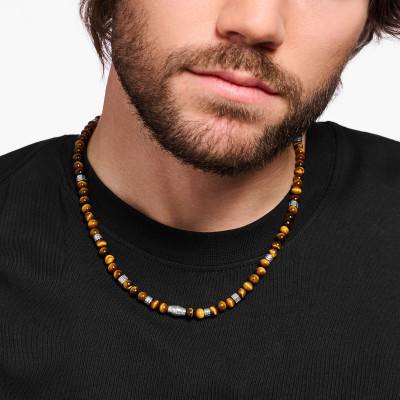 925 Silver & Tiger's Eye Stone Necklace, 50 cm Length - KE2180-826-2 - Thomas Sabo