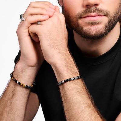 Bracelet Onyx Noir en Argent A2087-507-11, Longueur de 15,5 à 19 cm - Thomas Sabo