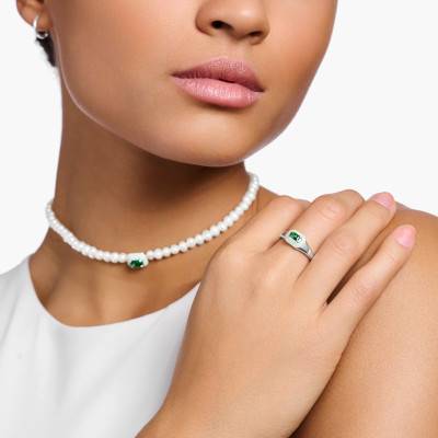 Bague Charming Pop Pierre Octogonale Verte Argent - TR2434-496-6 - Thomas Sabo