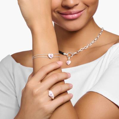 925 Silver Charming Pop Pink Heart Stone Bracelet, Length 16 to 19 cm, Width 1 mm - A2091-041-9 - Thomas Sabo