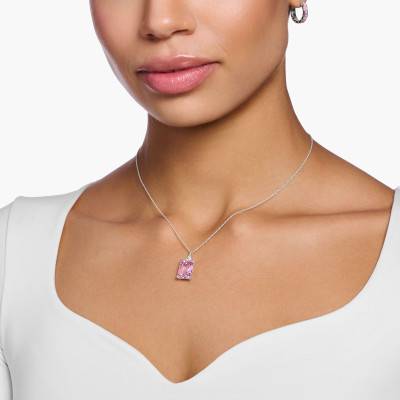 Collier Heritage Pierre Rose en Argent - KE1964-051-9, Longueur de 40 à 45 cm - Thomas Sabo
