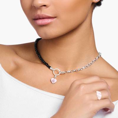Collier Charm Perles Noires Argent - KE2188-130-11, 40 à 45 cm - Thomas Sabo
