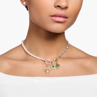 925 Silver & Rose Pearl Charm Necklace, Length 40 cm to 45 cm - KE2188-034-9 - Thomas Sabo