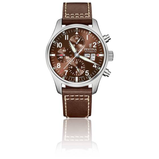 Reloj Festina F20150/3 Swiss Made de hombre marrón correa de cuero y caja  de acero 316L — Joyeria Pont