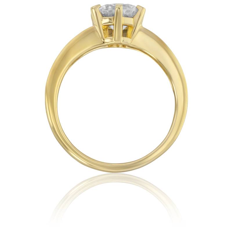 Bague Vintage En Or Blanc 18 Carats (750/1000) Sertie Oxyde De Zirconium - Taille 56 - Ajustable - Parfait état