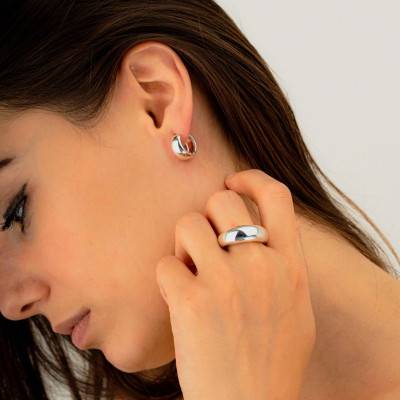 925 Silver Bangle Ring - Clio Blue