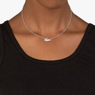 Lacoste Steel Crocodile Necklace, 41 cm to 46 cm - Lacoste