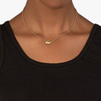 Lacoste Gold-Toned Steel Crocodile Necklace, 41 cm to 46 cm - Lacoste