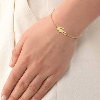 Yellow Gold Steel Crocodile Bracelet Lacoste, Length 16.5 cm to 19 cm - Lacoste