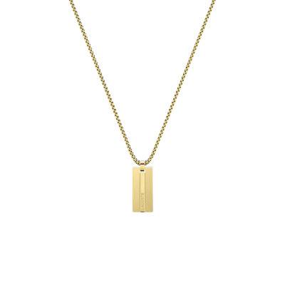 Collier Aventurer Plaque en Acier Doré - 2040090, Longueur 55,90 cm - Lacoste