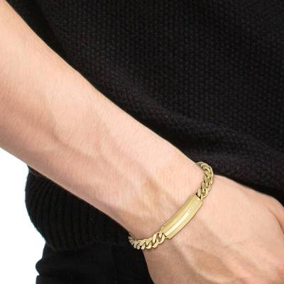 Bracelet Aventurer Plaque en Acier Doré - 2040092, Longueur 19 cm - Lacoste