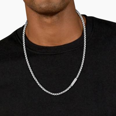 Collier Plaque L'Essentiel en Acier - 2040121, Longueur 61 cm - Lacoste