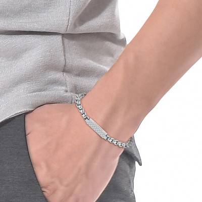 Bracelet Plaque L'Essentiel en Acier - 2040123, Longueur 19 cm - Lacoste